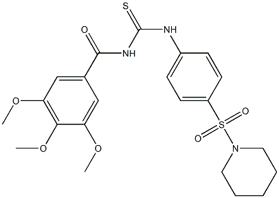 3,4,5-trimethoxy-N-({[4-(1-piperidinylsulfonyl)phenyl]amino}carbonothioyl)benzamide 구조식 이미지