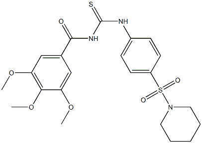 3,4,5-trimethoxy-N-({[4-(1-piperidinylsulfonyl)phenyl]amino}carbonothioyl)benzamide Structure