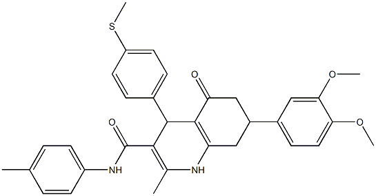 7-(3,4-dimethoxyphenyl)-2-methyl-N-(4-methylphenyl)-4-(4-methylsulfanylphenyl)-5-oxo-4,6,7,8-tetrahydro-1H-quinoline-3-carboxamide Structure