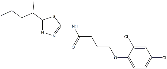 4-(2,4-dichlorophenoxy)-N-(5-pentan-2-yl-1,3,4-thiadiazol-2-yl)butanamide Structure