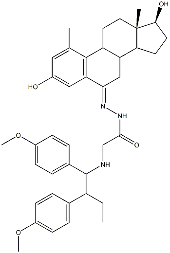 Glycine,N-[1,2-bis(4-methoxyphenyl)butyl]-, [(17b)-3,17-dihydroxy-1-methylestra-1,3,5(10)-trien-6-ylidene]hydrazide(9CI) Structure