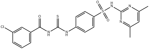 3-chloro-N-{[(4-{[(4,6-dimethyl-2-pyrimidinyl)amino]sulfonyl}phenyl)amino]carbonothioyl}benzamide 구조식 이미지
