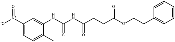 2-phenylethyl 4-({[(2-methyl-5-nitrophenyl)amino]carbonothioyl}amino)-4-oxobutanoate 구조식 이미지