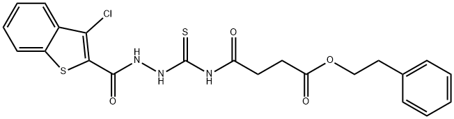 2-phenylethyl 4-[({2-[(3-chloro-1-benzothien-2-yl)carbonyl]hydrazino}carbonothioyl)amino]-4-oxobutanoate Structure