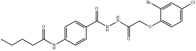 N-[4-({2-[(2-bromo-4-chlorophenoxy)acetyl]hydrazino}carbonyl)phenyl]pentanamide 구조식 이미지