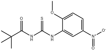 N-[(2-methoxy-5-nitrophenyl)carbamothioyl]-2,2-dimethylpropanamide 구조식 이미지