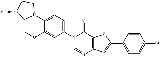 (R)-6-(4-chlorophenyl)-3-(4-(3-hydroxypyrrolidin-1-yl)-3-methoxyphenyl)thieno[3,2-d]pyrimidin-4(3H)-one Structure