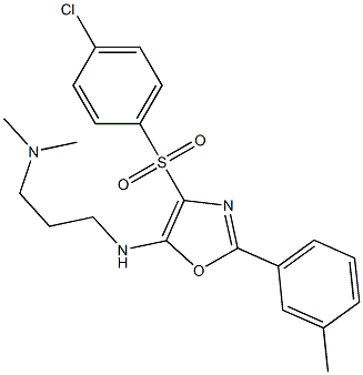 N-[4-(4-chlorophenyl)sulfonyl-2-(3-methylphenyl)-1,3-oxazol-5-yl]-N',N'-dimethylpropane-1,3-diamine Structure