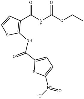 ethyl (2-(5-nitrothiophene-2-carboxamido)thiophene-3-carbonyl)carbamate 구조식 이미지