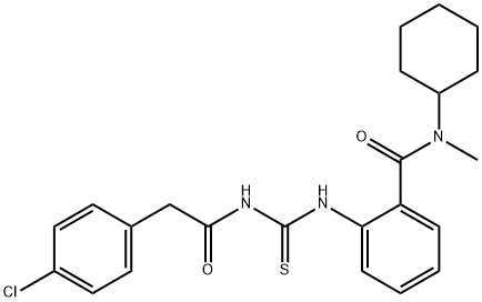 2-[({[(4-chlorophenyl)acetyl]amino}carbonothioyl)amino]-N-cyclohexyl-N-methylbenzamide 구조식 이미지