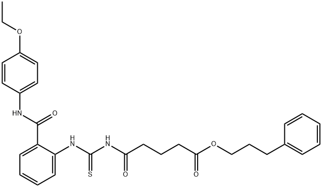 3-phenylpropyl 5-({[(2-{[(4-ethoxyphenyl)amino]carbonyl}phenyl)amino]carbonothioyl}amino)-5-oxopentanoate 구조식 이미지