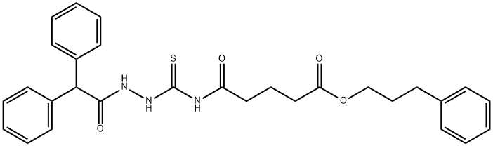 3-phenylpropyl 5-({[2-(diphenylacetyl)hydrazino]carbonothioyl}amino)-5-oxopentanoate 구조식 이미지