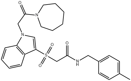 2-[1-[2-(azepan-1-yl)-2-oxoethyl]indol-3-yl]sulfonyl-N-[(4-methylphenyl)methyl]acetamide Structure