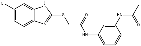 N-[3-(acetylamino)phenyl]-2-[(5-chloro-1H-benzimidazol-2-yl)sulfanyl]acetamide 구조식 이미지