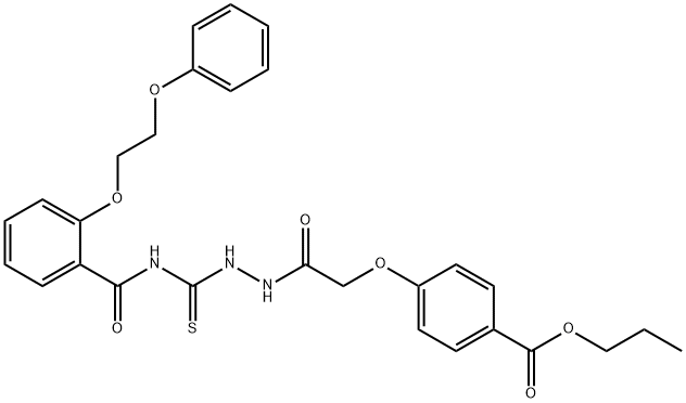 propyl 4-{2-oxo-2-[2-({[2-(2-phenoxyethoxy)benzoyl]amino}carbonothioyl)hydrazino]ethoxy}benzoate 구조식 이미지