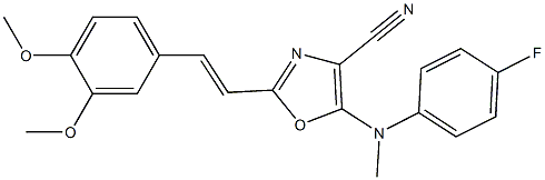 2-[(E)-2-(3,4-dimethoxyphenyl)ethenyl]-5-[(4-fluorophenyl)methylamino]-1,3-oxazole-4-carbonitrile Structure