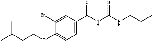 3-bromo-4-(3-methylbutoxy)-N-(propylcarbamothioyl)benzamide Structure