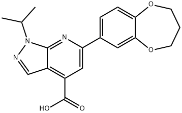 6-(3,4-Dihydro-2H-benzo[b][1,4]dioxepin-7-yl)-1-isopropyl-1H-pyrazolo[3,4-b]pyridine-4-carboxylic acid Structure