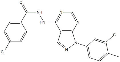 4-chloro-N'-[1-(3-chloro-4-methylphenyl)pyrazolo[3,4-d]pyrimidin-4-yl]benzohydrazide Structure