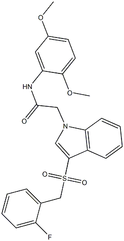 N-(2,5-dimethoxyphenyl)-2-[3-[(2-fluorophenyl)methylsulfonyl]indol-1-yl]acetamide Structure