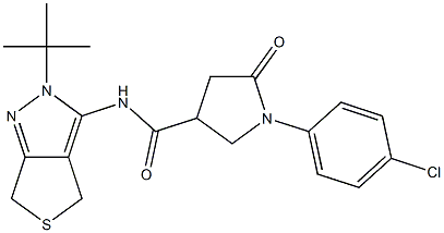 N-(2-tert-butyl-4,6-dihydrothieno[3,4-c]pyrazol-3-yl)-1-(4-chlorophenyl)-5-oxopyrrolidine-3-carboxamide Structure