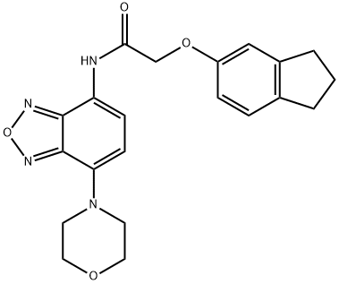 2-(2,3-dihydro-1H-inden-5-yloxy)-N-(4-morpholin-4-yl-2,1,3-benzoxadiazol-7-yl)acetamide Structure