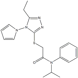 2-[(5-ethyl-4-pyrrol-1-yl-1,2,4-triazol-3-yl)sulfanyl]-N-phenyl-N-propan-2-ylacetamide Structure