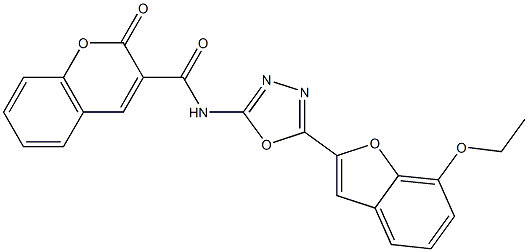 N-[5-(7-ethoxy-1-benzofuran-2-yl)-1,3,4-oxadiazol-2-yl]-2-oxochromene-3-carboxamide Structure