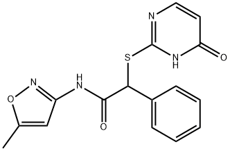 2-[(4-hydroxypyrimidin-2-yl)sulfanyl]-N-(5-methyl-1,2-oxazol-3-yl)-2-phenylacetamide 구조식 이미지