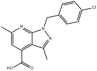 1-(4-Chlorobenzyl)-3,6-dimethyl-1H-pyrazolo[3,4-b]pyridine-4-carboxylic acid Structure