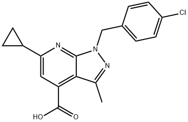 1-(4-Chlorobenzyl)-6-cyclopropyl-3-methyl-1H-pyrazolo[3,4-b]pyridine-4-carboxylic acid Structure