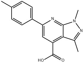 1,3-디메틸-6-(p-톨릴)피라졸로[3,4-b]피리딘-4-카르복실산 구조식 이미지