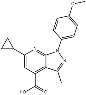 6-Cyclopropyl-1-(4-methoxyphenyl)-3-methyl-pyrazolo[3,4-b]pyridine-4-carboxylic acid Structure