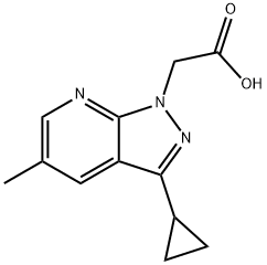 (3-Cyclopropyl-5-methyl-1H-pyrazolo[3,4-b]pyridin-1-yl)acetic acid 구조식 이미지