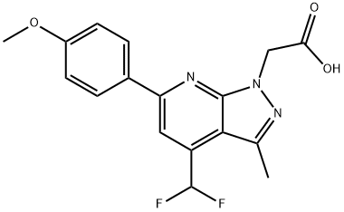 2-[4-(Difluoromethyl)-6-(4-methoxyphenyl)-3-methyl-pyrazolo[3,4-b]pyridin-1-yl]acetic acid 구조식 이미지