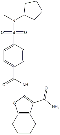 2-[[4-[cyclopentyl(methyl)sulfamoyl]benzoyl]amino]-4,5,6,7-tetrahydro-1-benzothiophene-3-carboxamide Structure