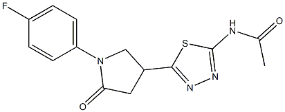 N-[5-[1-(4-fluorophenyl)-5-oxopyrrolidin-3-yl]-1,3,4-thiadiazol-2-yl]acetamide Structure