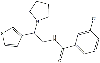 3-chloro-N-(2-pyrrolidin-1-yl-2-thiophen-3-ylethyl)benzamide Structure