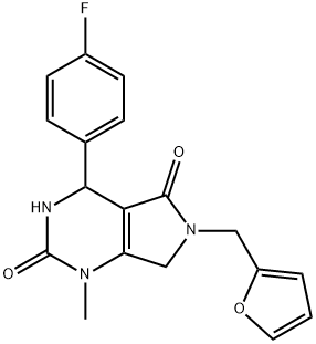 4-(4-fluorophenyl)-6-(furan-2-ylmethyl)-1-methyl-4,7-dihydro-3H-pyrrolo[3,4-d]pyrimidine-2,5-dione Structure