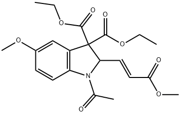 diethyl (E)-1-acetyl-5-methoxy-2-(3-methoxy-3-oxoprop-1-en-1-yl)indoline-3,3-dicarboxylate Structure