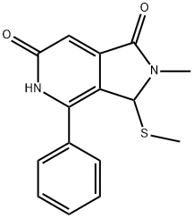 2-Methyl-3-methylsulfanyl-4-phenyl-3,5-dihydro-2H-pyrrolo[3,4-c]pyridine-1,6-dione 구조식 이미지