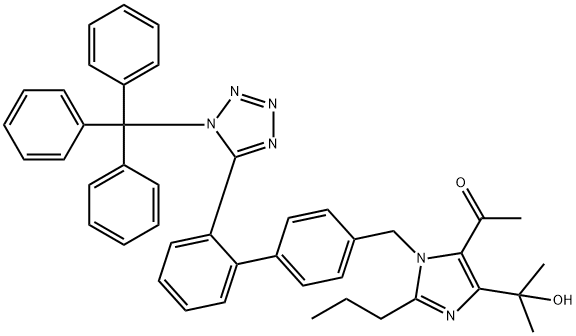 1-(4-(2-hydroxypropan-2-yl)-2-propyl-1-((2'-(1-trityl-1H-tetrazol-5-yl)-[1,1'-biphenyl]-4-yl)methyl)-1H-imidazol-5-yl)ethanone Structure