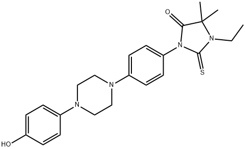 4-Imidazolidinone, 1-ethyl-3-[4-[4-(4-hydroxyphenyl)-1-piperazinyl]phenyl]-5,5-dimethyl-2-thioxo- Structure
