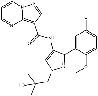 N-(3-(5-chloro-2-methoxyphenyl)-1-(2-hydroxy-2-methylpropyl)-1H-pyrazol-4-yl)pyrazolo[1,5- a]pyrimidine-3-carboxamide Structure