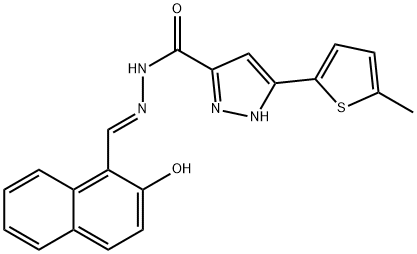 (E)-N-((2-hydroxynaphthalen-1-yl)methylene)-3-(5-methylthiophen-2-yl)-1H-pyrazole-5-carbohydrazide Structure