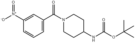 tert-Butyl 1-(3-nitrobenzoyl)piperidin-4-ylcarbamate 구조식 이미지