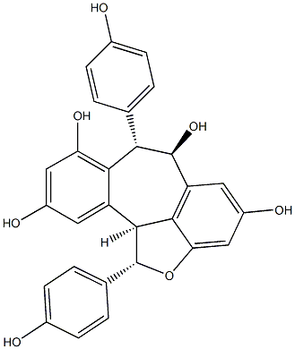 Benzo[6,7]cyclohepta[1,2,3-cd]benzofuran-4,6,8,10-tetrol,1,6,7,11b-tetrahydro-1,7-bis(4-hydroxyphenyl)-, (1S,6R,7S,11bS)- 구조식 이미지