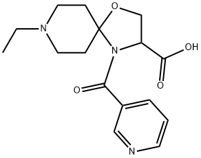 8-ethyl-4-(pyridine-3-carbonyl)-1-oxa-4,8-diazaspiro[4.5]decane-3-carboxylic acid 구조식 이미지