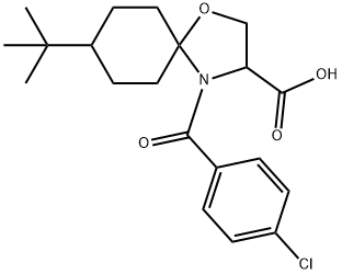 8-tert-butyl-4-(4-chlorobenzoyl)-1-oxa-4-azaspiro[4.5]decane-3-carboxylic acid 구조식 이미지