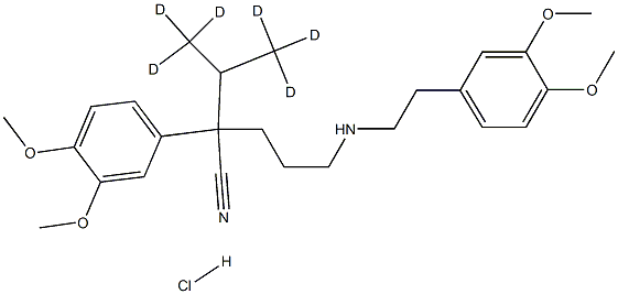 2-(3,4-dimethoxyphenyl)-5-[2-(3,4-dimethoxyphenyl)ethylamino]-2-(1,1,1,3,3,3-hexadeuteriopropan-2-yl)pentanenitrile:hydrochloride 구조식 이미지